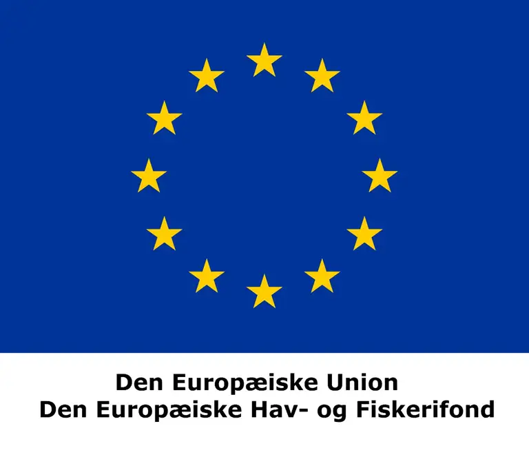 EU-logo. Den Europæiske Hav- og Fiskerifond.